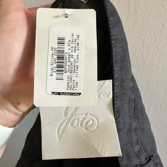 NWT JOIE Black Designer Linen Hampton Med-Low Rise Fitted Hips Wide Leg Pants - Picture 7 of 9